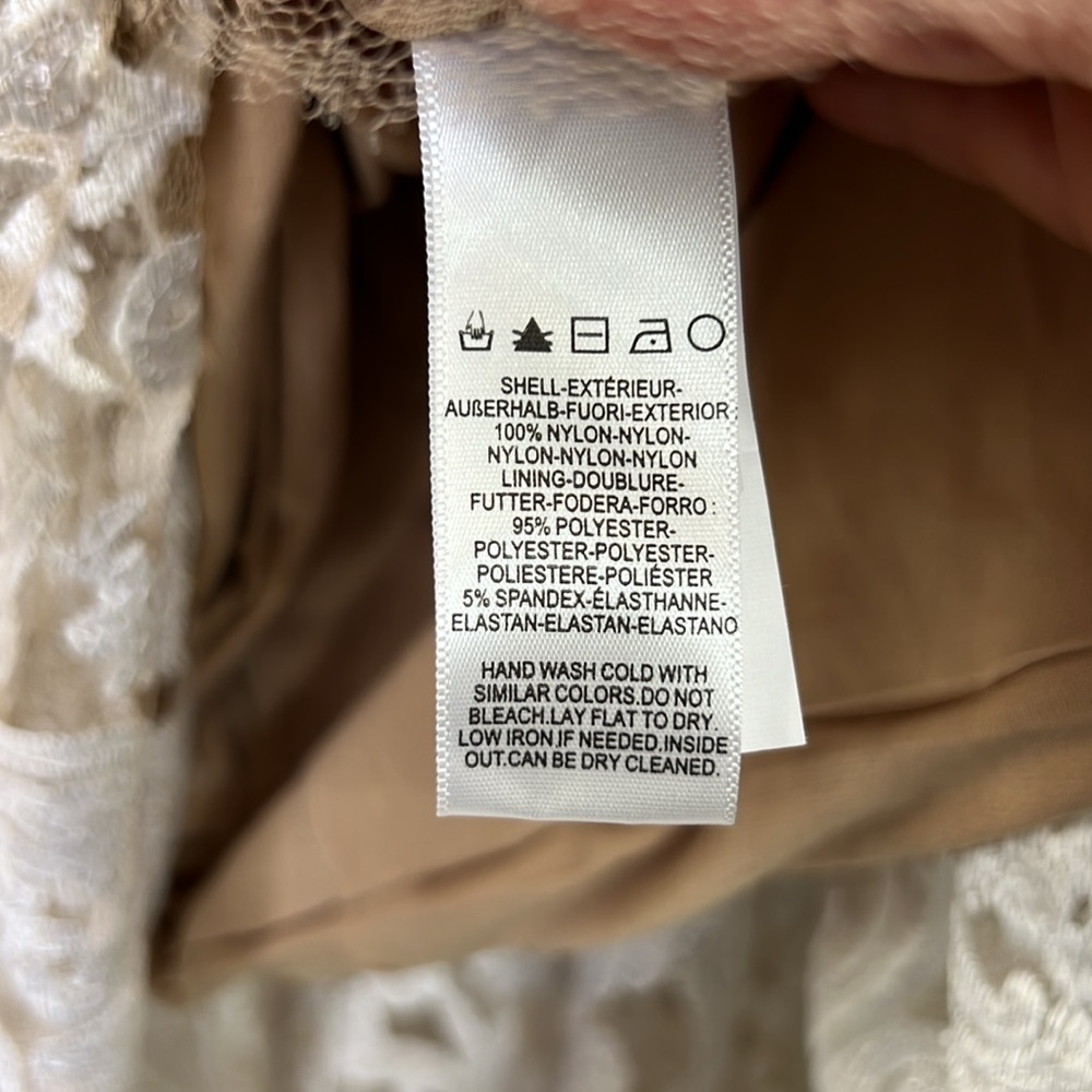 DRESS THE POPULATION NWT BLAIR WHITE NUDE LACE V NECK DRESS SZ XS - Picture 7 of 9